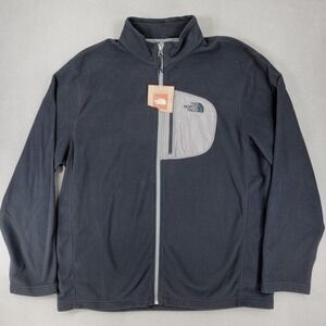 New North Face Jacket‎ Men's XL Black Gray Fleece Full Zip Soft Lightweight